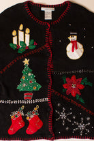 Vintage Black Patchwork Ugly Christmas Cardigan (1990s)
