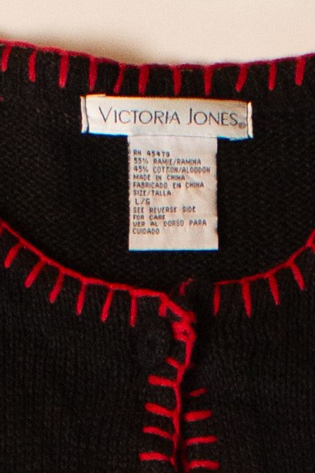 Vintage Black Patchwork Ugly Christmas Cardigan (1990s)