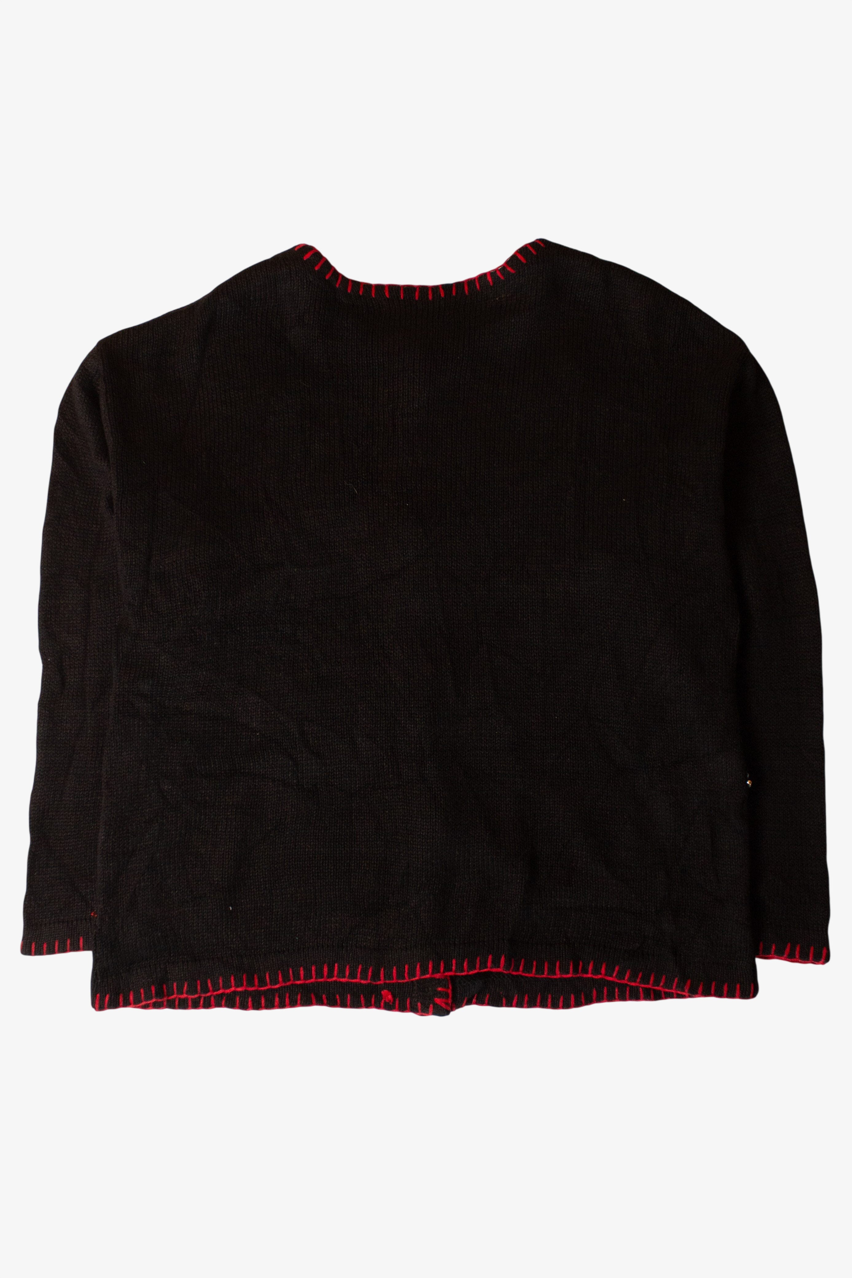 Vintage Black Patchwork Ugly Christmas Cardigan (1990s)