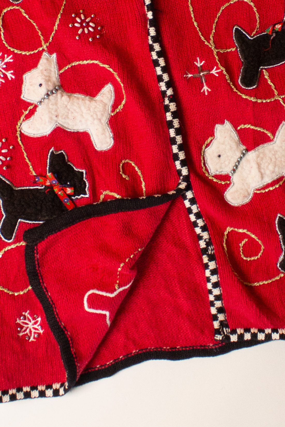 Vintage Red Dogs Ugly Christmas Cardigan (2000s)
