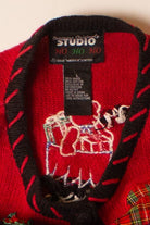 Vintage Red Stockings Christmas Cardigan (1990s)