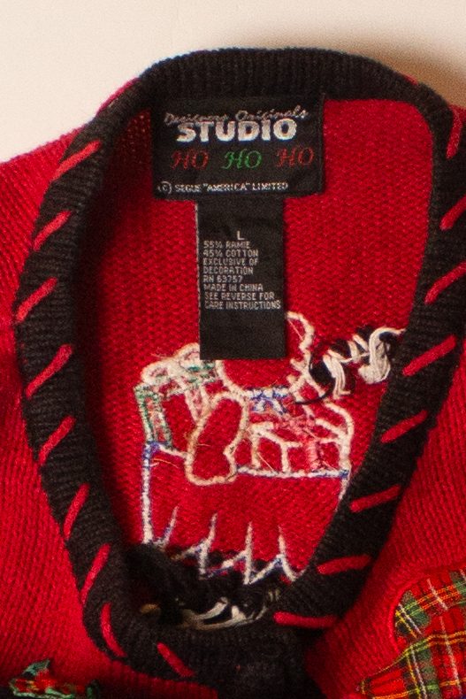 Vintage Red Stockings Christmas Cardigan (1990s)