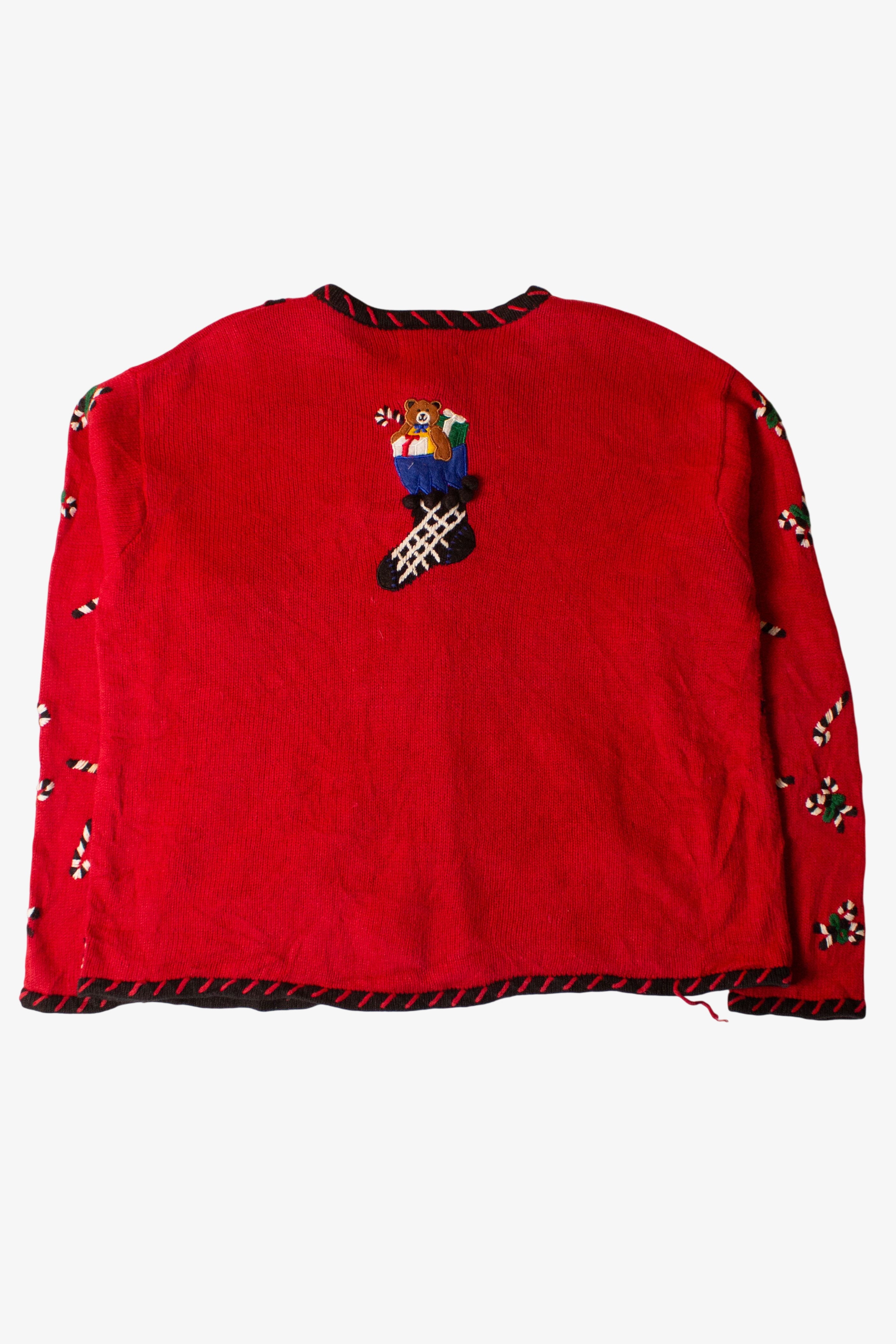 Vintage Red Stockings Christmas Cardigan (1990s)