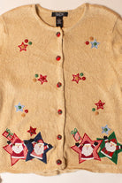 Vintage Tan Stars Ugly Christmas Cardigan (2000s)