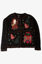 Vintage Black Collage Christmas Cardigan (2000s)