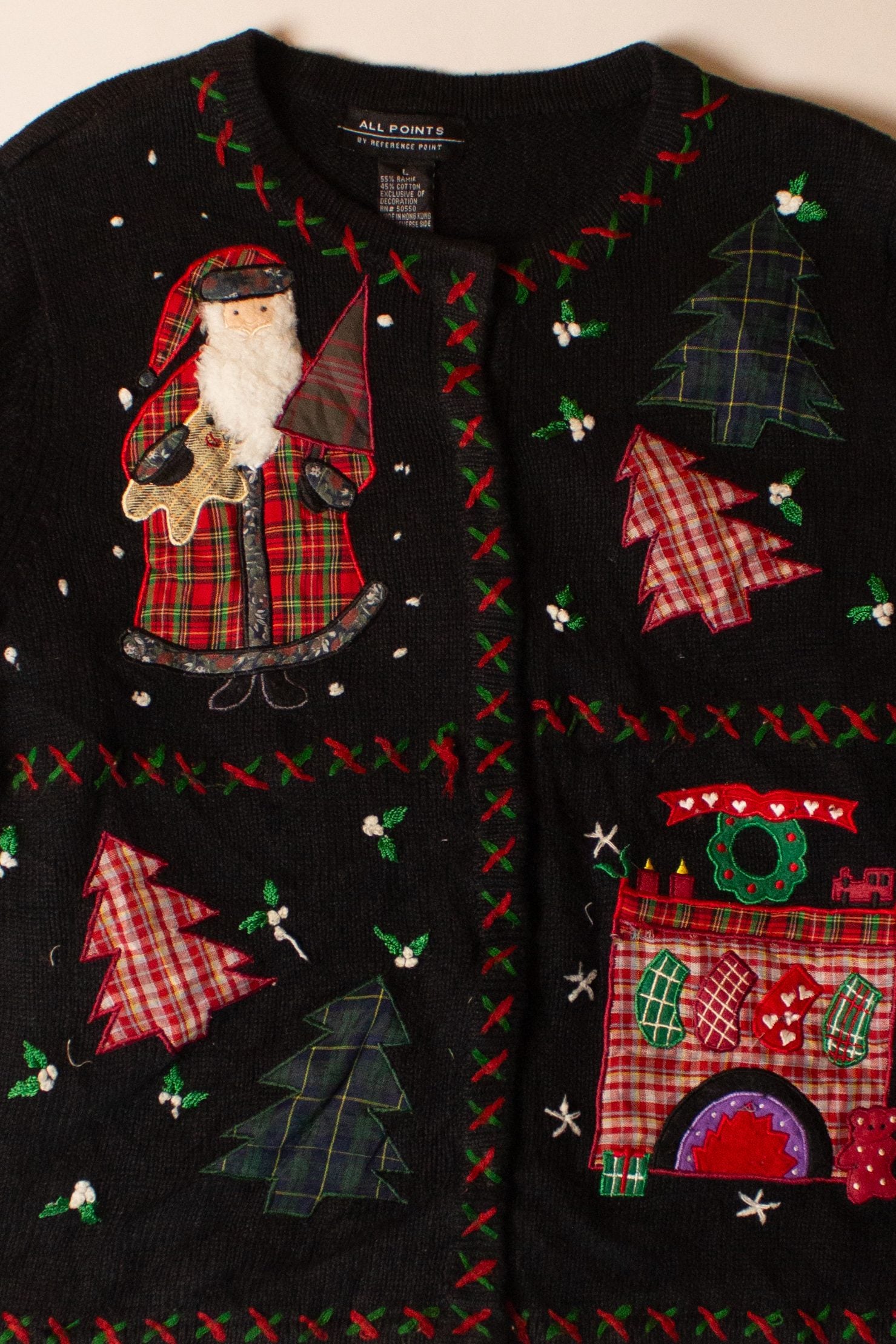 Vintage Black Collage Christmas Cardigan (2000s)