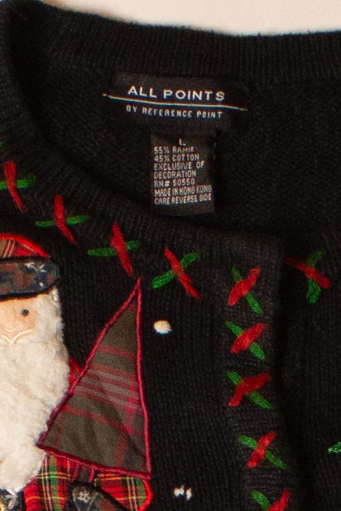 Vintage Black Collage Christmas Cardigan (2000s)