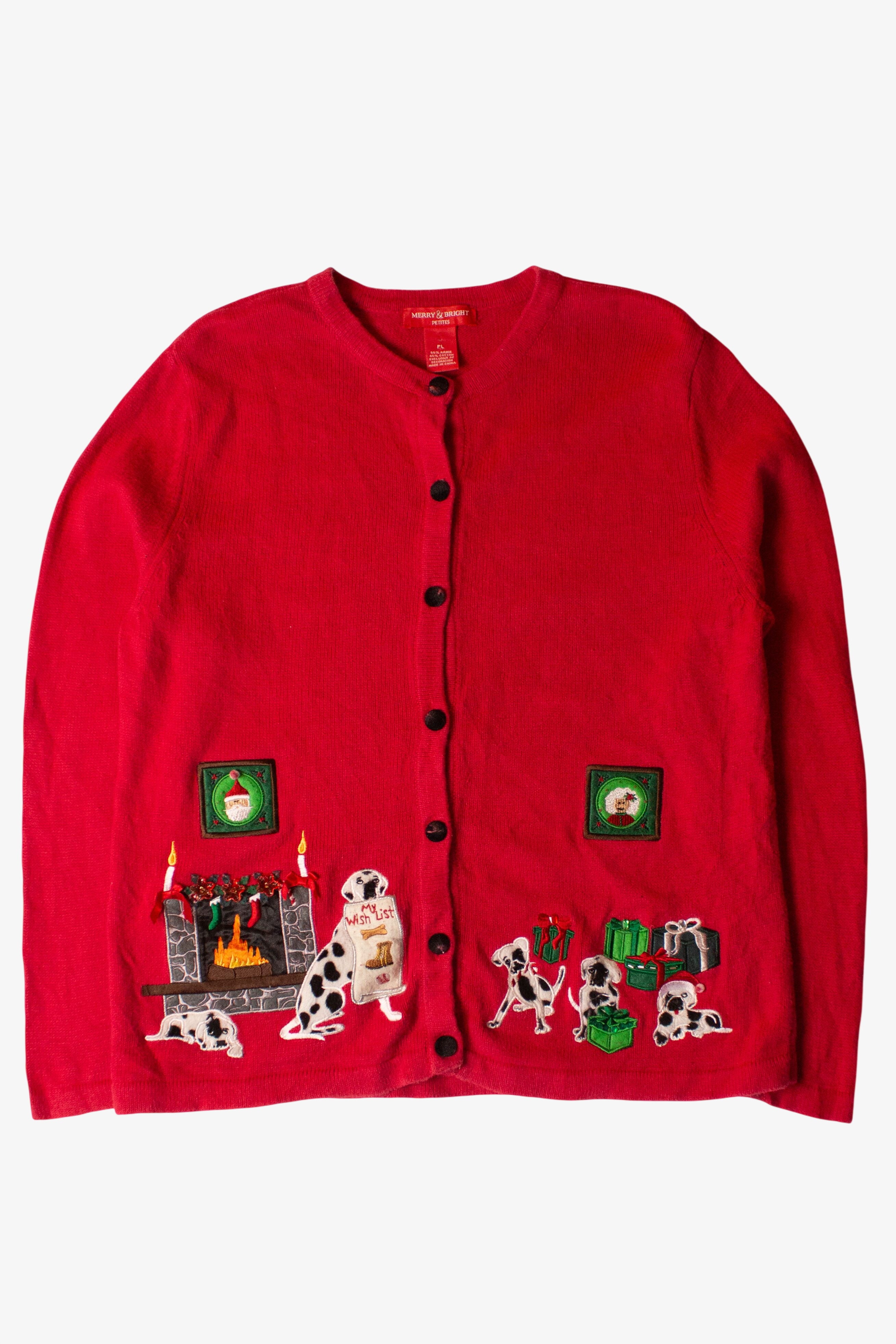 Vintage Dalmatians Wish List Christmas Cardigan (2000s)