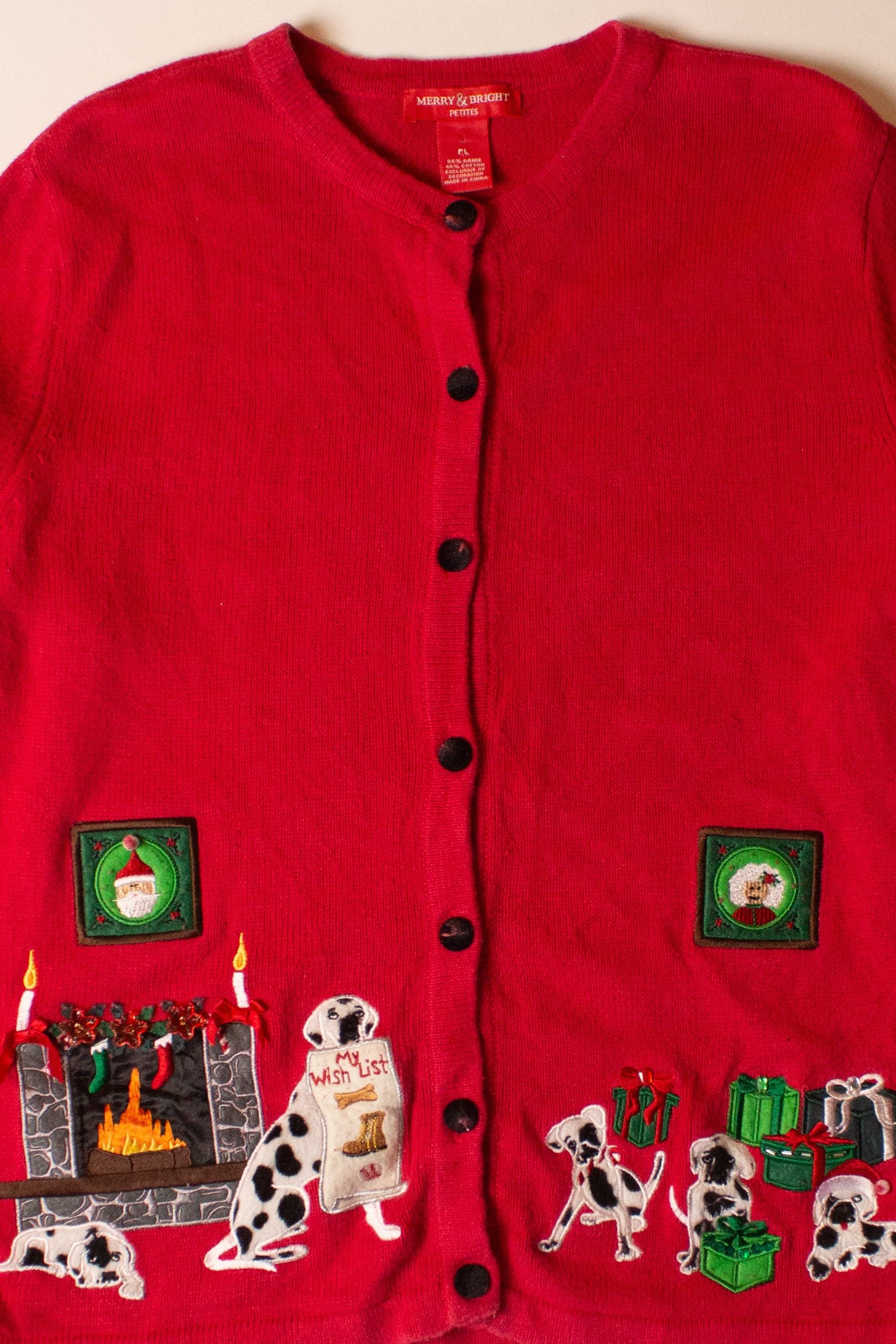 Vintage Dalmatians Wish List Christmas Cardigan (2000s)
