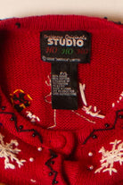 Vintage Reindeer Collage Ugly Christmas Cardigan (1990s)