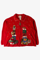 Vintage Gift Stacks Ugly Christmas Cardigan (1990s)