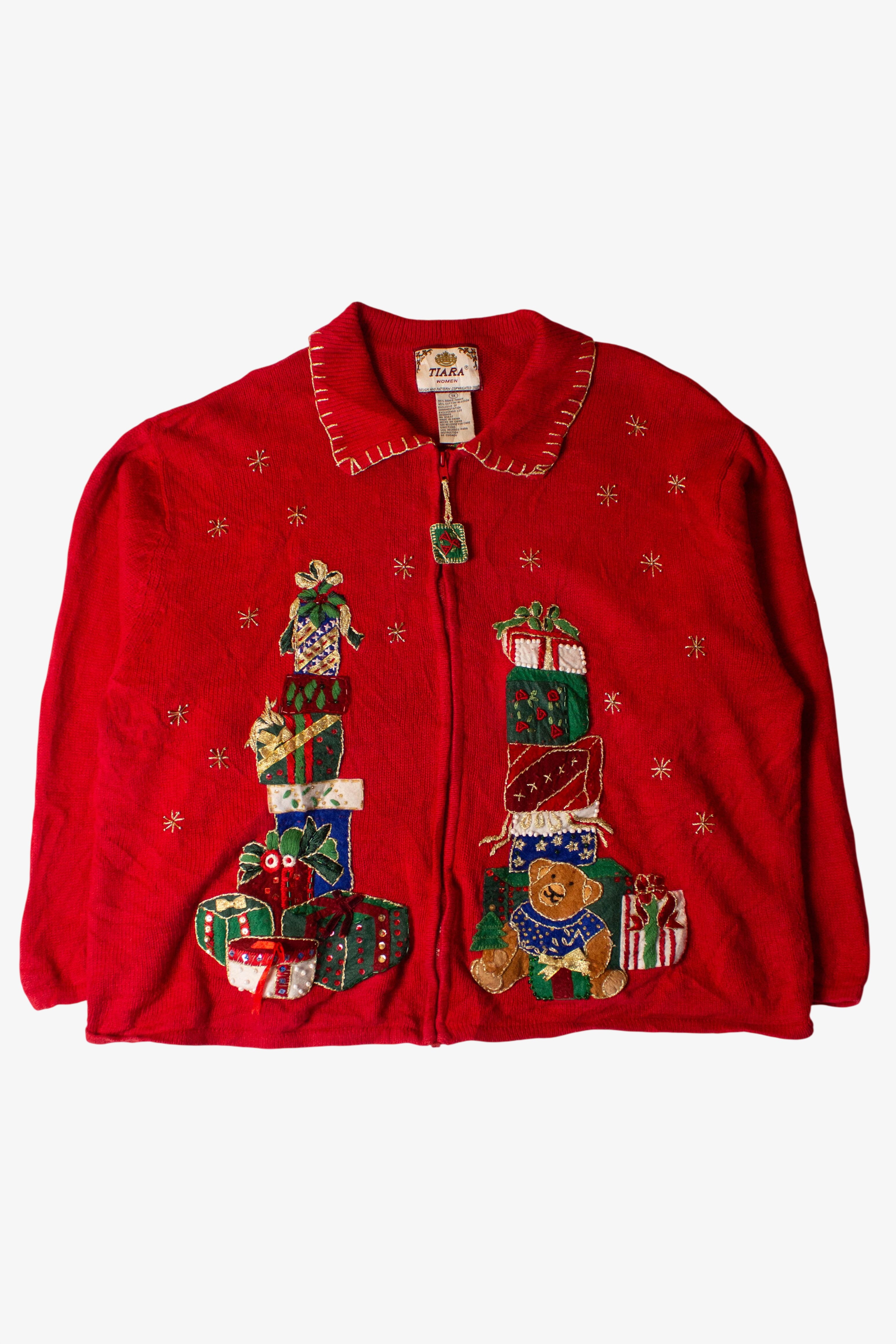 Vintage Gift Stacks Ugly Christmas Cardigan (1990s)