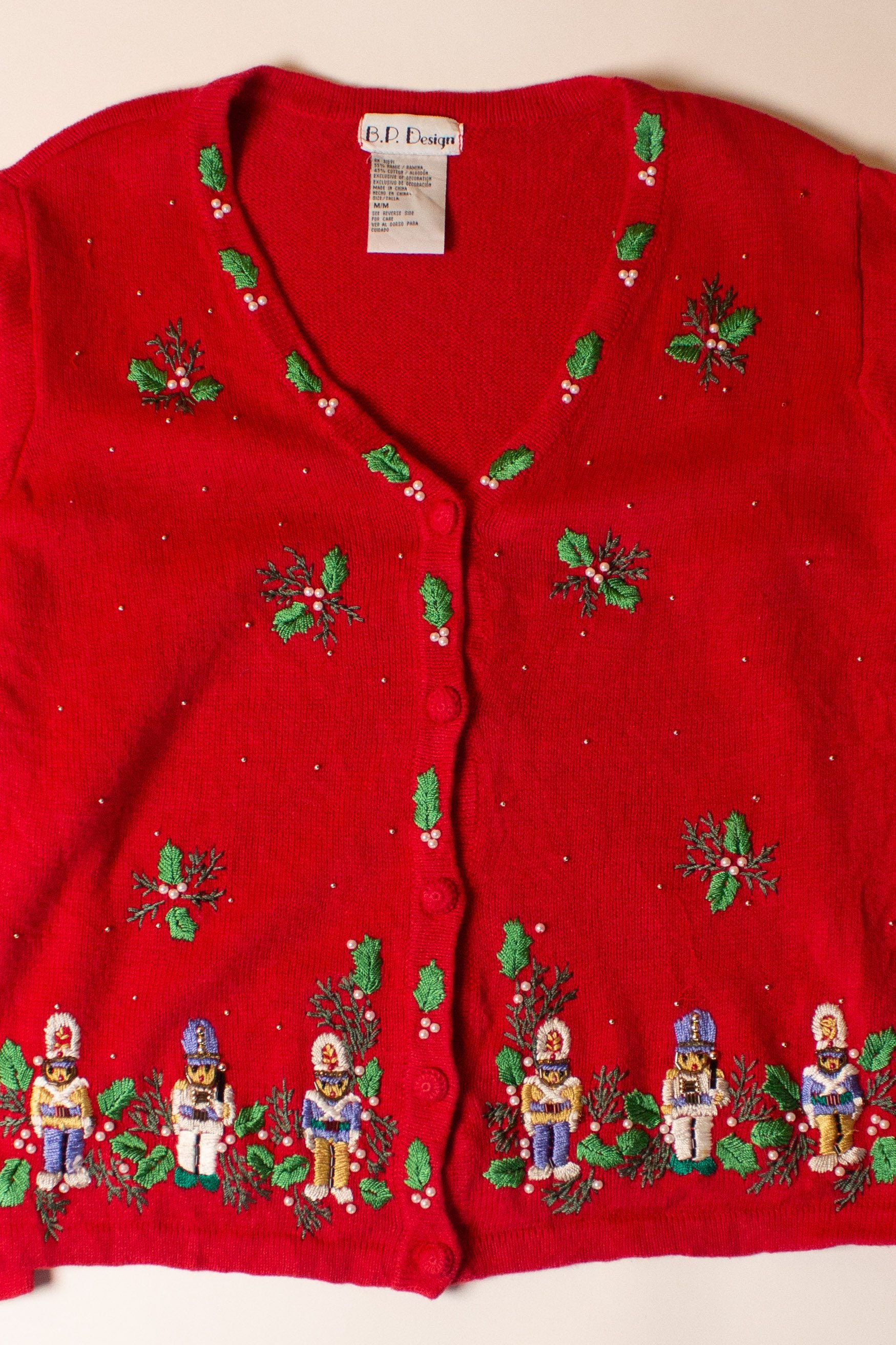 Vintage Red Nutcrackers Christmas Cardigan (1990s)