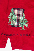Vintage Bechamel Plaid Tree Moose Patch Zip Up Ugly Christmas Sweater (2000s)