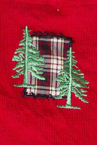 Vintage Bechamel Plaid Tree Moose Patch Zip Up Ugly Christmas Sweater (2000s)