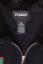 Vintage Faux Fur Collar Embroidered Patches Ugly Christmas Sweater (2000s)