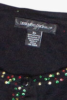 Vintage Designers Originals Beaded Patch Santa Lightweight Ugly Christmas Sweater (2000s)