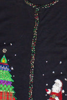 Vintage Designers Originals Beaded Patch Santa Lightweight Ugly Christmas Sweater (2000s)