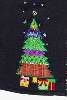 Vintage Designers Originals Beaded Patch Santa Lightweight Ugly Christmas Sweater (2000s)