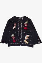 Vintage Victoria Jones Rosette Ribbon Embroidered Ugly Christmas Sweater (2000s)