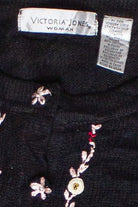 Vintage Victoria Jones Rosette Ribbon Embroidered Ugly Christmas Sweater (2000s)