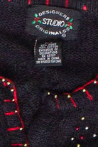 Vintage Beaded Bedazzled Christmas Trees Ugly Christmas Sweater (2000s)