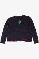 Vintage Beaded Bedazzled Christmas Trees Ugly Christmas Sweater (2000s)