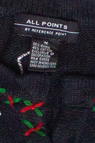 Vintage Plaid Patches Santa Fireplace Ugly Christmas Sweater (1990s)