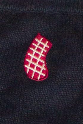 Vintage Plaid Patches Santa Fireplace Ugly Christmas Sweater (1990s)