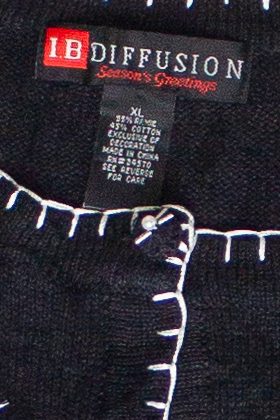 Vintage Beaded Winter Cabins IB Diffusion Ugly Christmas Sweater (1990s)