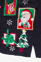 Vintage Santa Reindeer Patches Yarnworks Ugly Christmas Sweater (1990s)