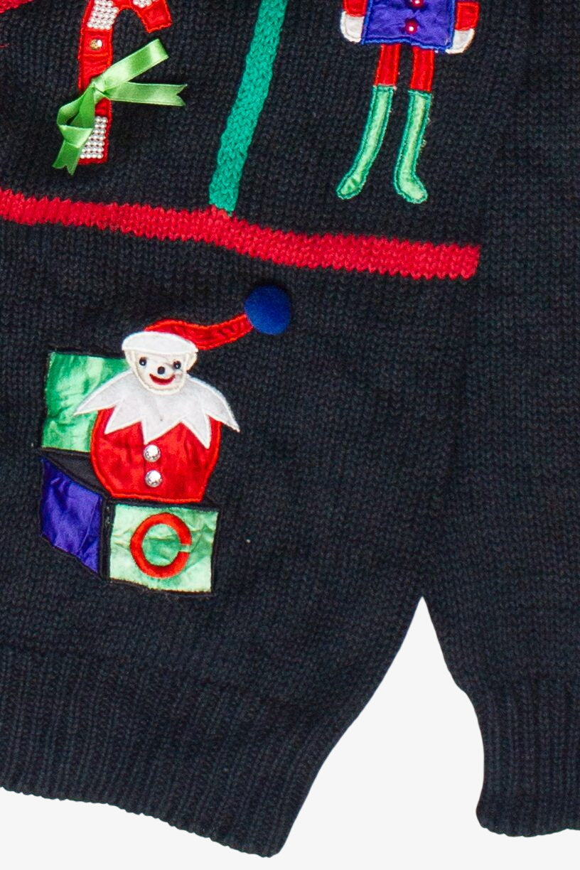 Vintage Work in Progress Holiday Patches Knit Ugly Christmas Sweater (1990s)
