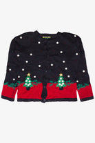 Vintage Bryn Connelly Button Embroidery Trees Ugly Christmas Sweater (1990s)