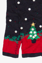 Vintage Bryn Connelly Button Embroidery Trees Ugly Christmas Sweater (1990s)