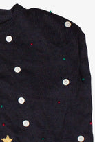 Vintage Bryn Connelly Button Embroidery Trees Ugly Christmas Sweater (1990s)