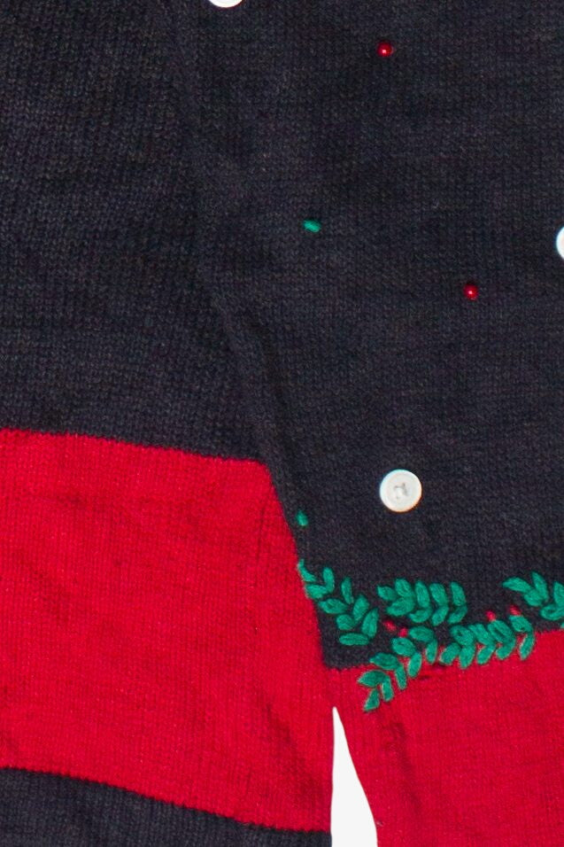 Vintage Bryn Connelly Button Embroidery Trees Ugly Christmas Sweater (1990s)