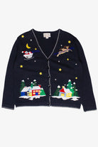 Vintage Tradition Santa in the Night Sky Ugly Christmas Sweater (1990s)