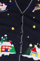 Vintage Tradition Santa in the Night Sky Ugly Christmas Sweater (1990s)