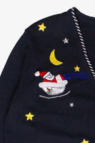 Vintage Tradition Santa in the Night Sky Ugly Christmas Sweater (1990s)