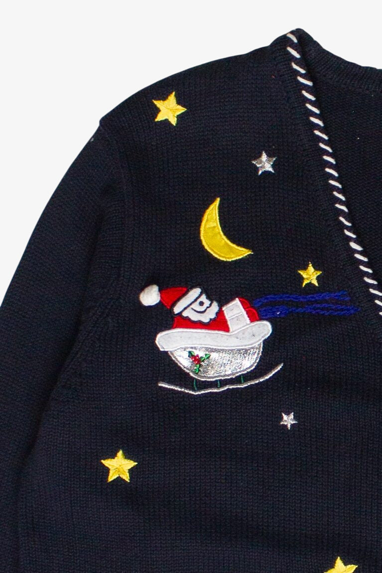 Vintage Tradition Santa in the Night Sky Ugly Christmas Sweater (1990s)