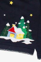 Vintage Tradition Santa in the Night Sky Ugly Christmas Sweater (1990s)