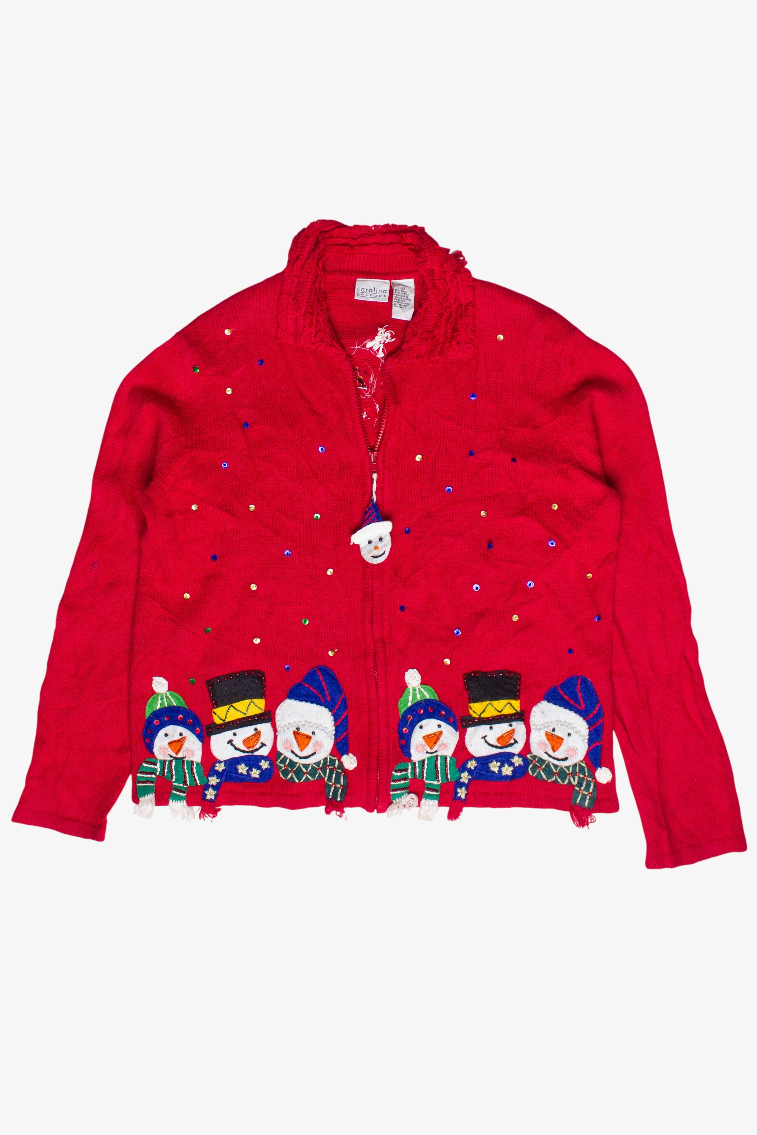 Vintage Carolina Colours Snowman Friends Ugly Christmas Sweater (2000s)