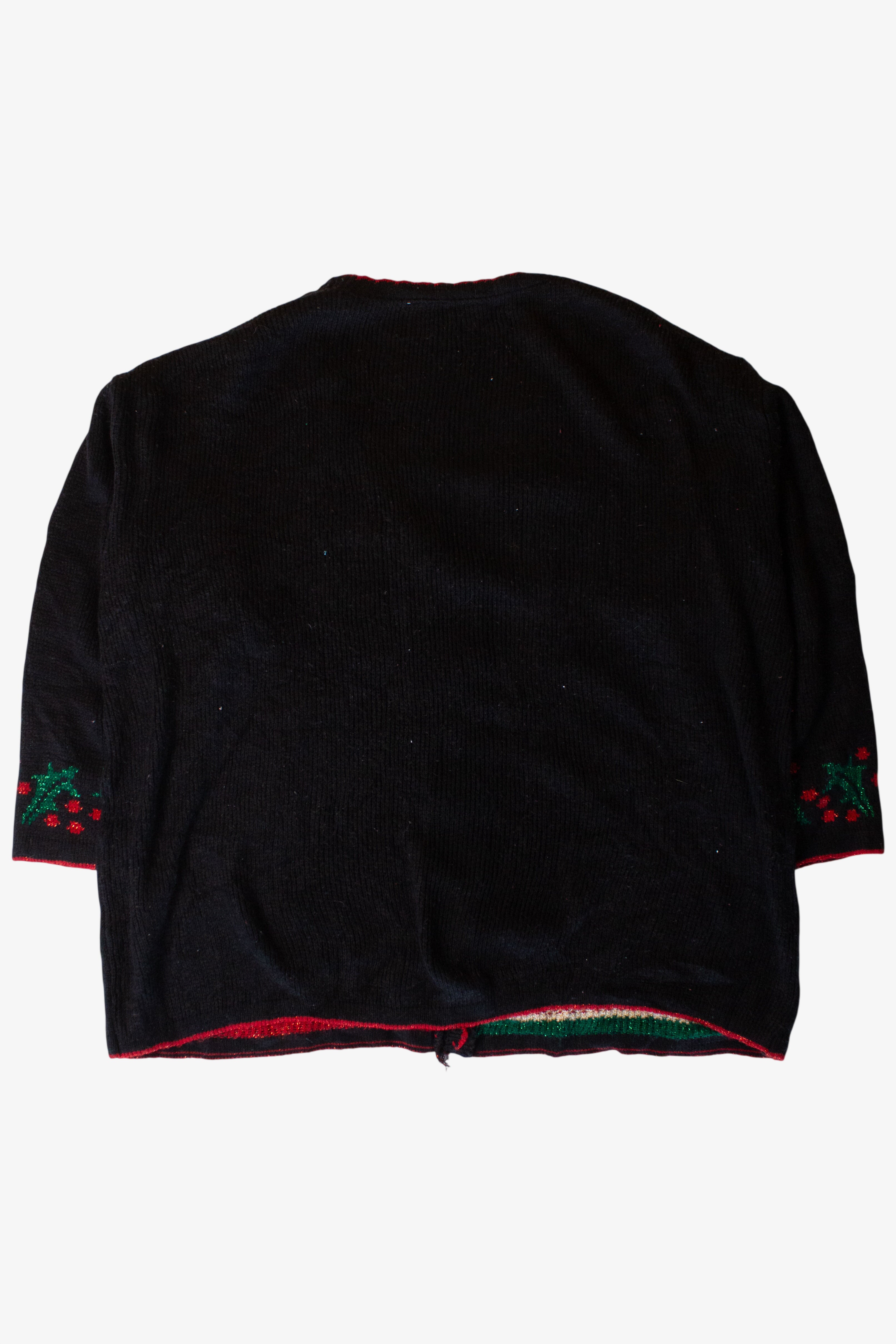 Vintage Black Ornaments Christmas Cardigan (1990s)