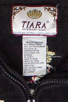 Vintage Santa's Present Stash Tiara International Zip Up Ugly Christmas Sweater (2000s)