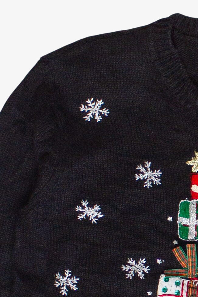 Vintage Santa's Present Stash Tiara International Zip Up Ugly Christmas Sweater (2000s)