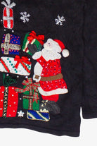 Vintage Santa's Present Stash Tiara International Zip Up Ugly Christmas Sweater (2000s)