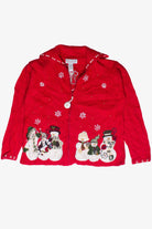 Vintage Snowman Friends Heirloom Collectibles Zip Up Ugly Christmas Sweater (2004)