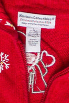 Vintage Snowman Friends Heirloom Collectibles Zip Up Ugly Christmas Sweater (2004)