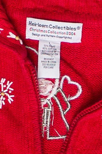 Vintage Snowman Friends Heirloom Collectibles Zip Up Ugly Christmas Sweater (2004)