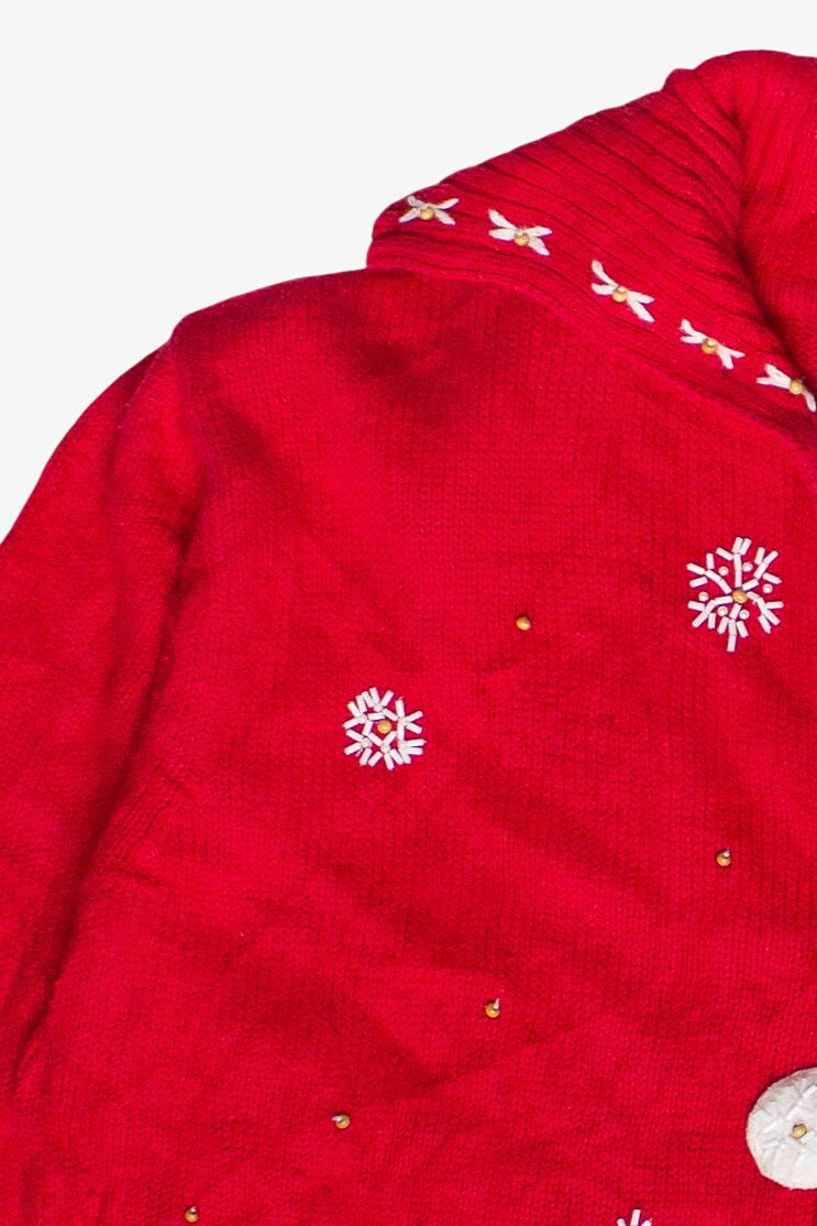 Vintage Snowman Friends Heirloom Collectibles Zip Up Ugly Christmas Sweater (2004)